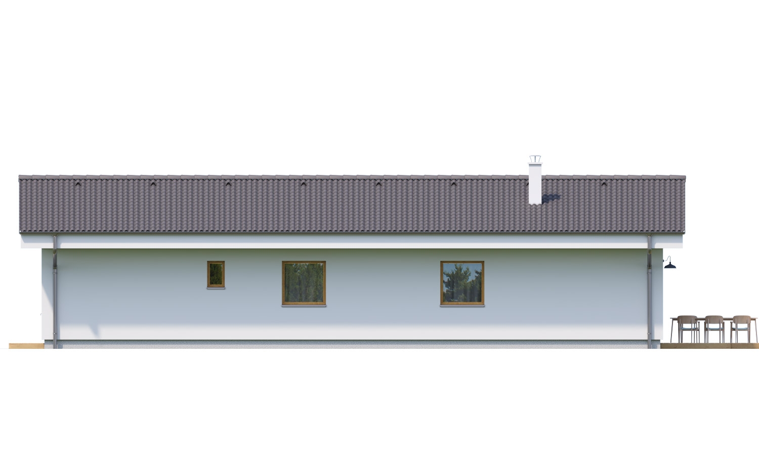projekt pre jednoduchý bungalov na úzky pozemok